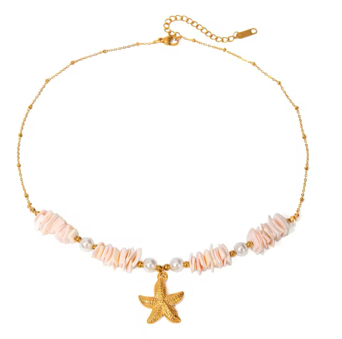 Pink coral starfish necklace