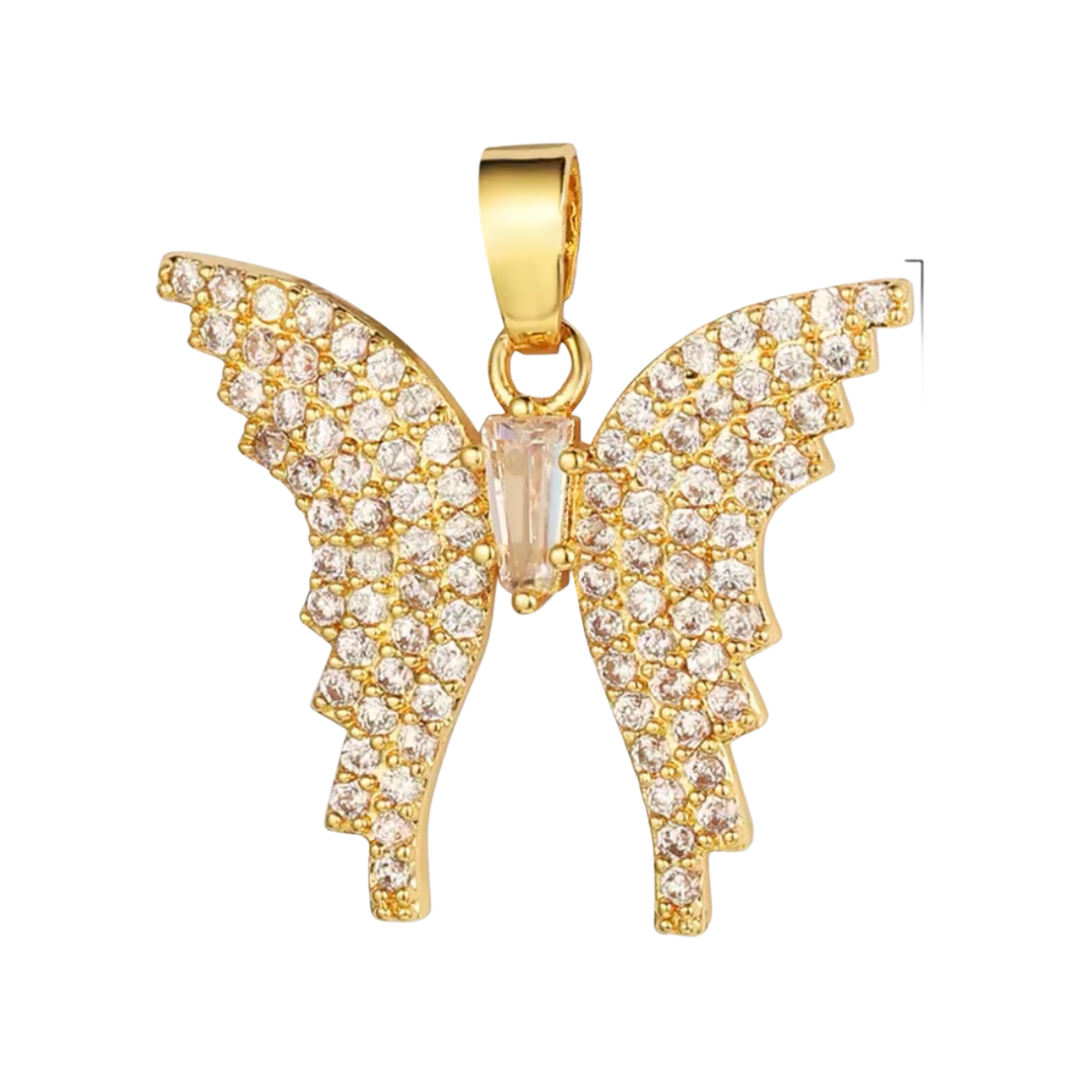 Charm bar - Big clear zirconia butterfly