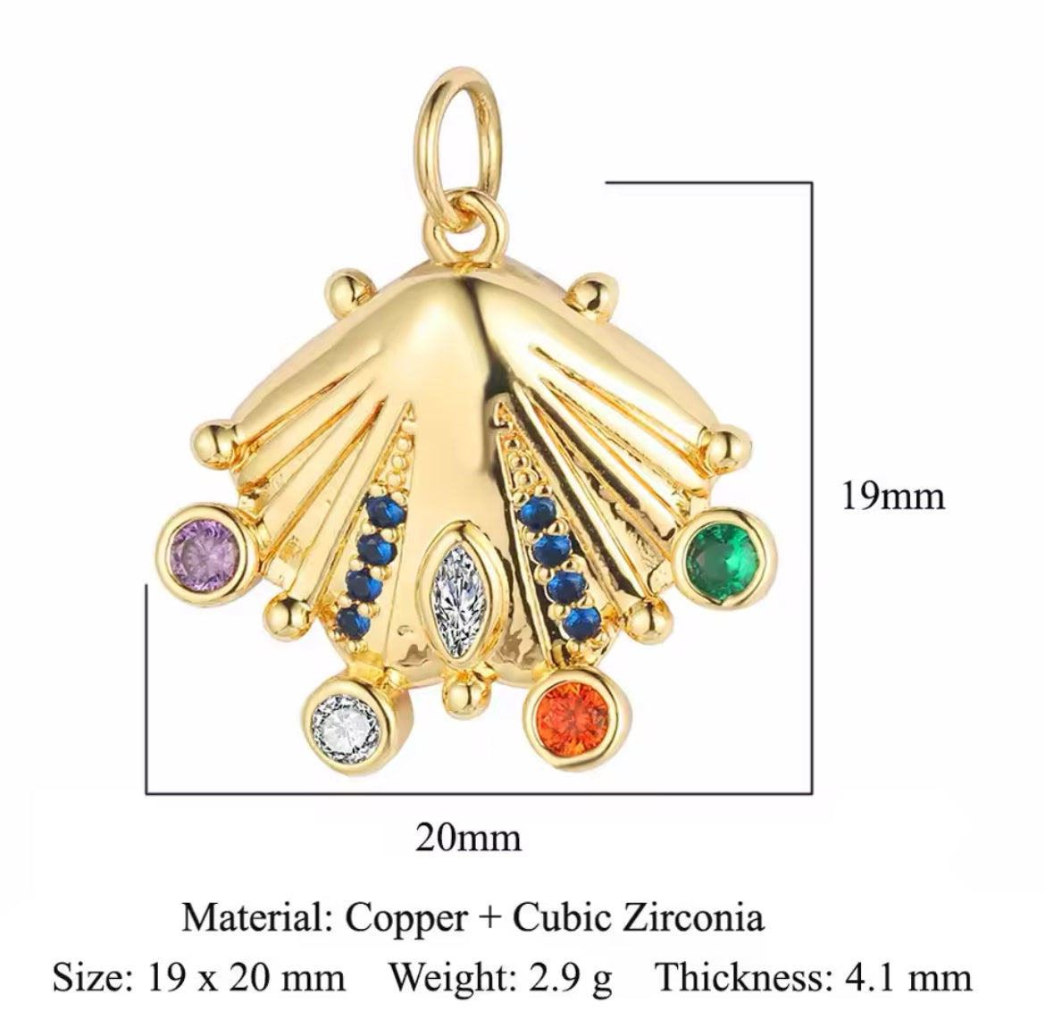 Charm bar - shell with zircons