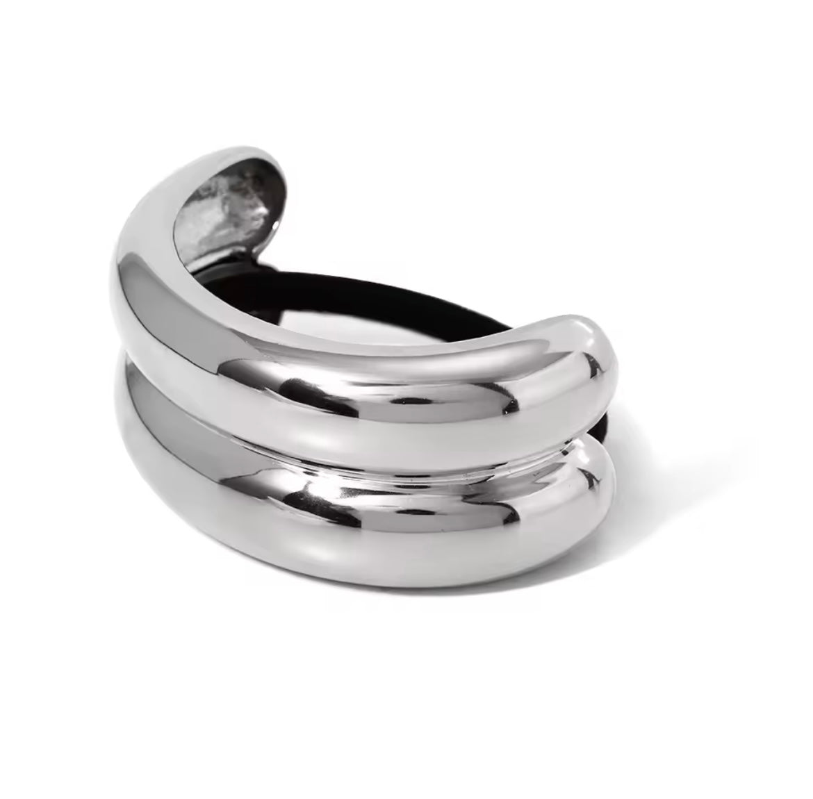 Classy double pony cuff large plateado