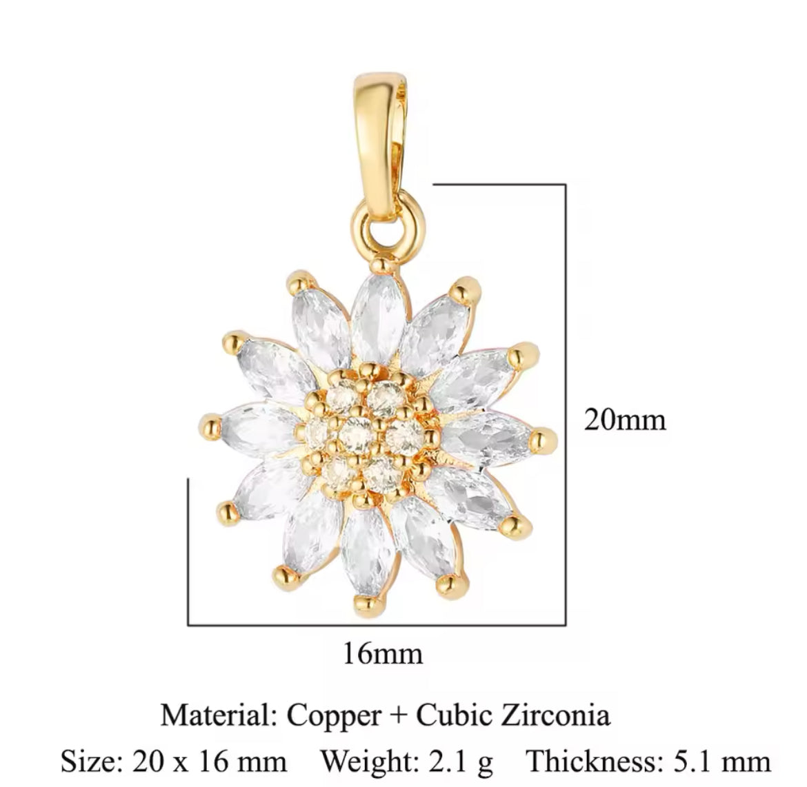 Charm bar - clear flower