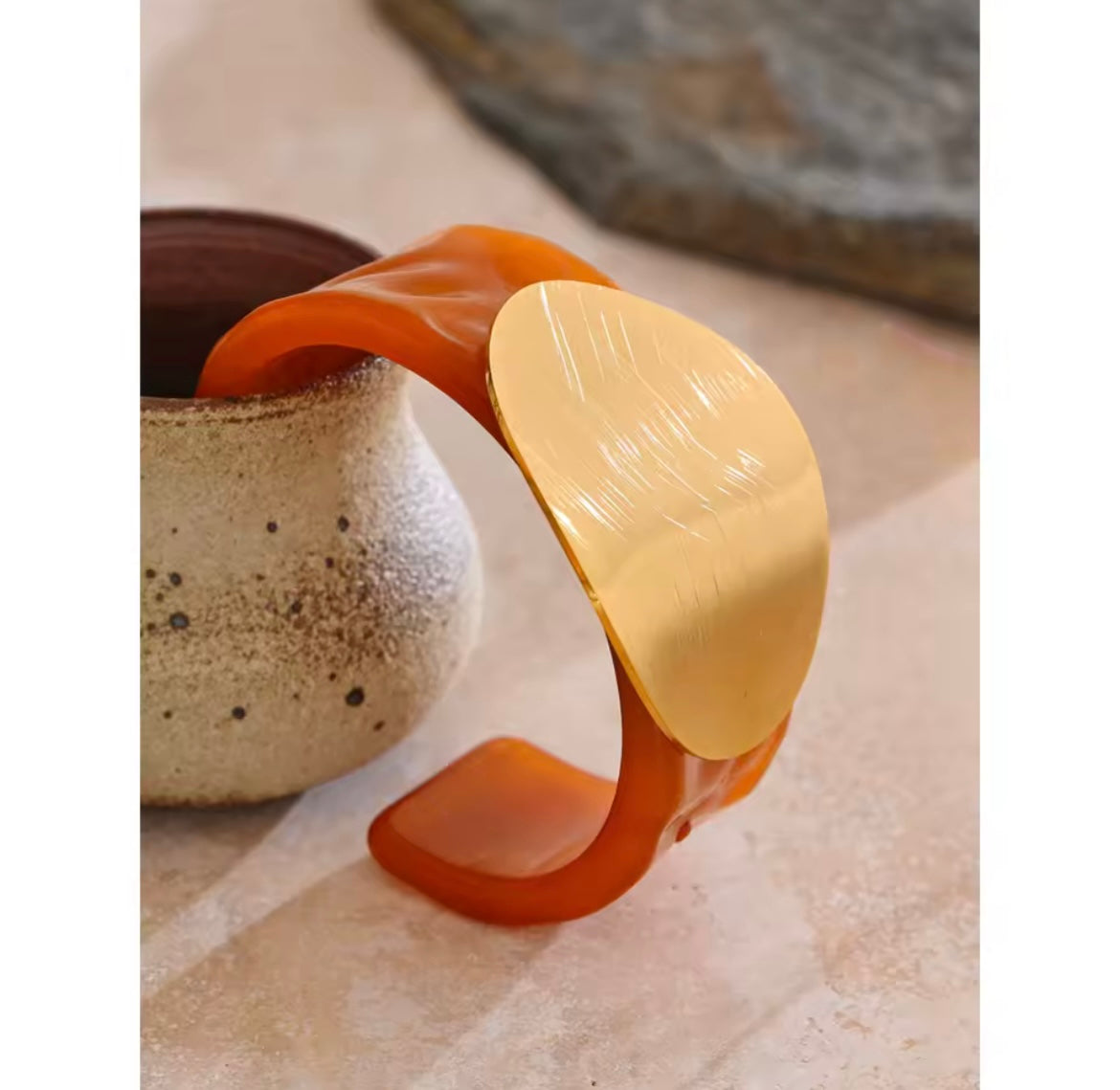 Resin and gold chunky bangle