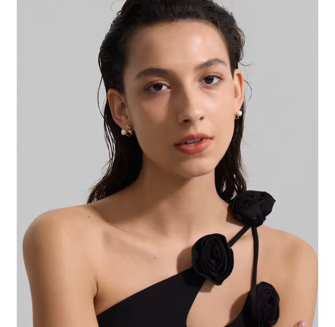 Mini double hoops with pearl