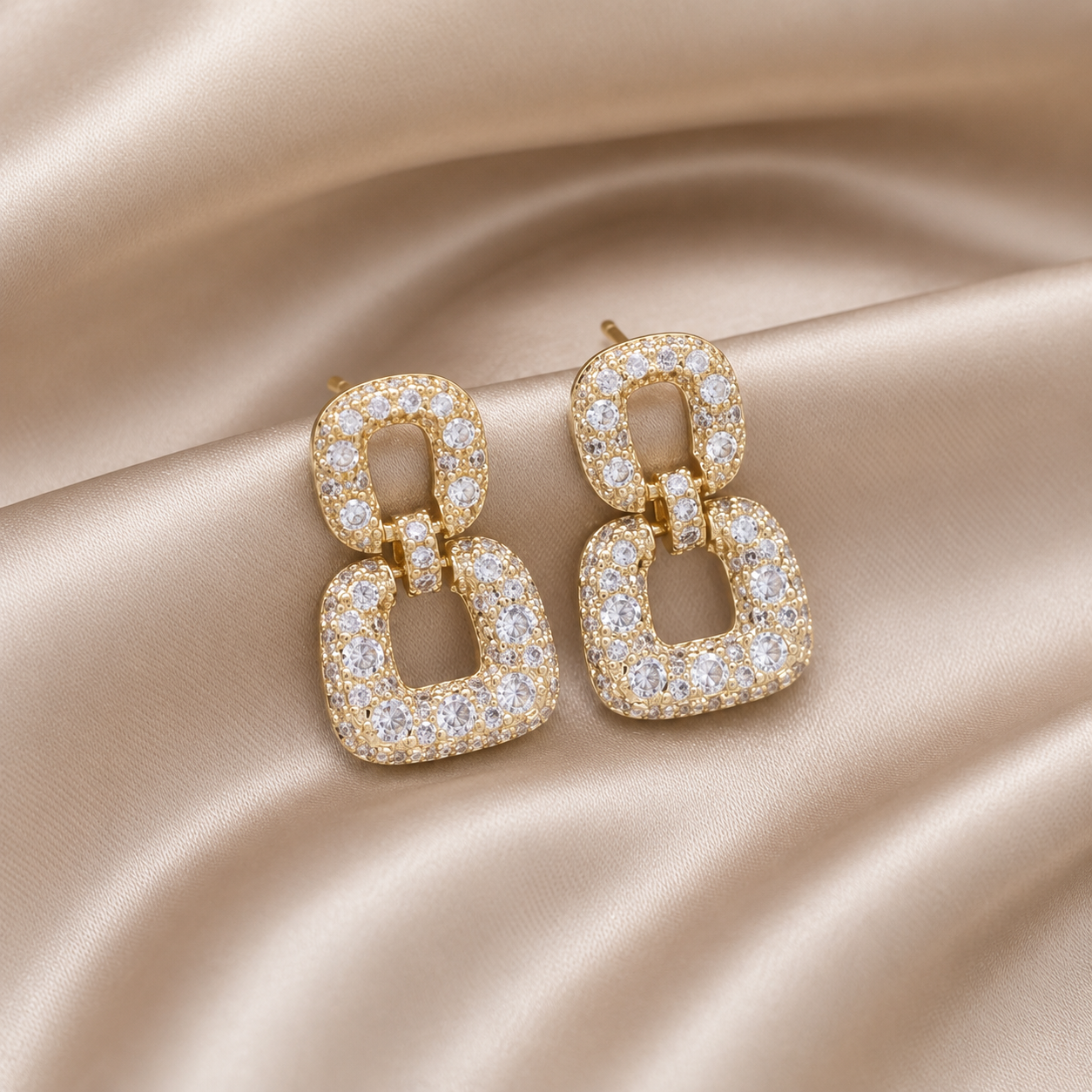 Pendant zirconia squared earrings