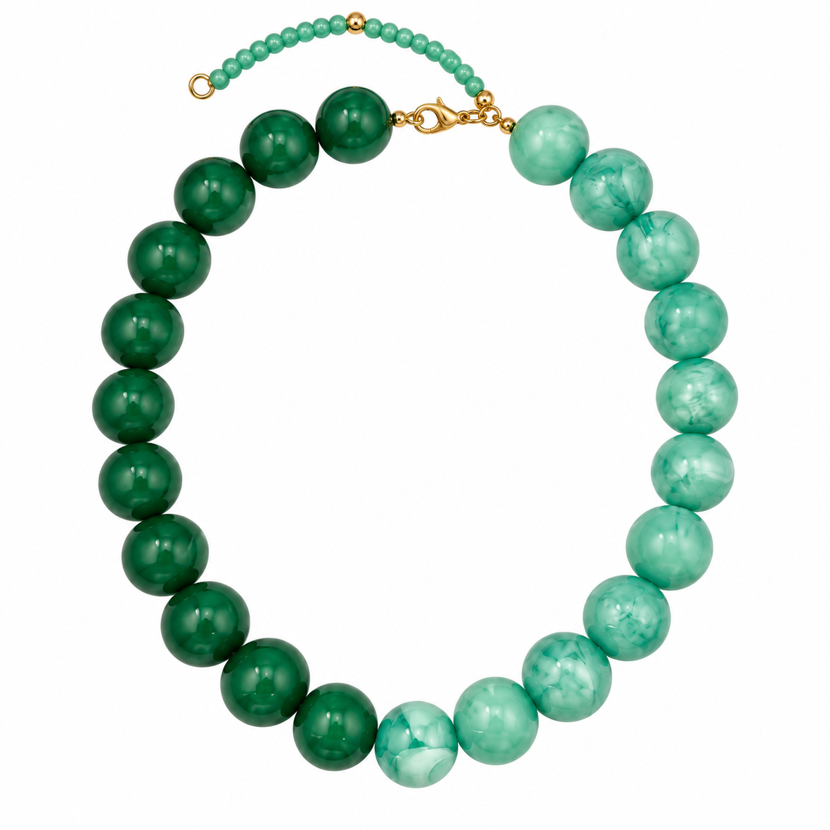 Round acrylic beads necklace (dual tone green)