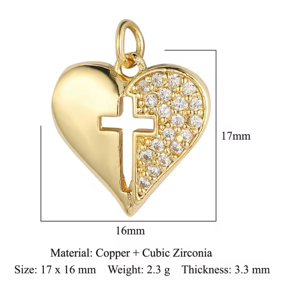 Charm bar- Cross heart