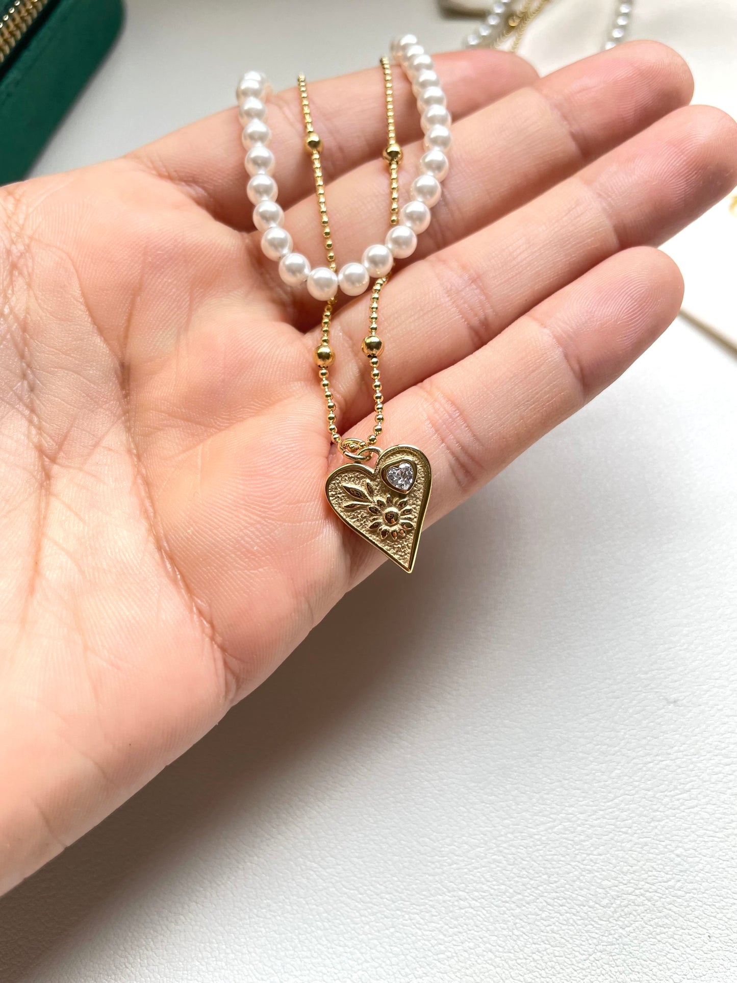 Pearl and heart necklace