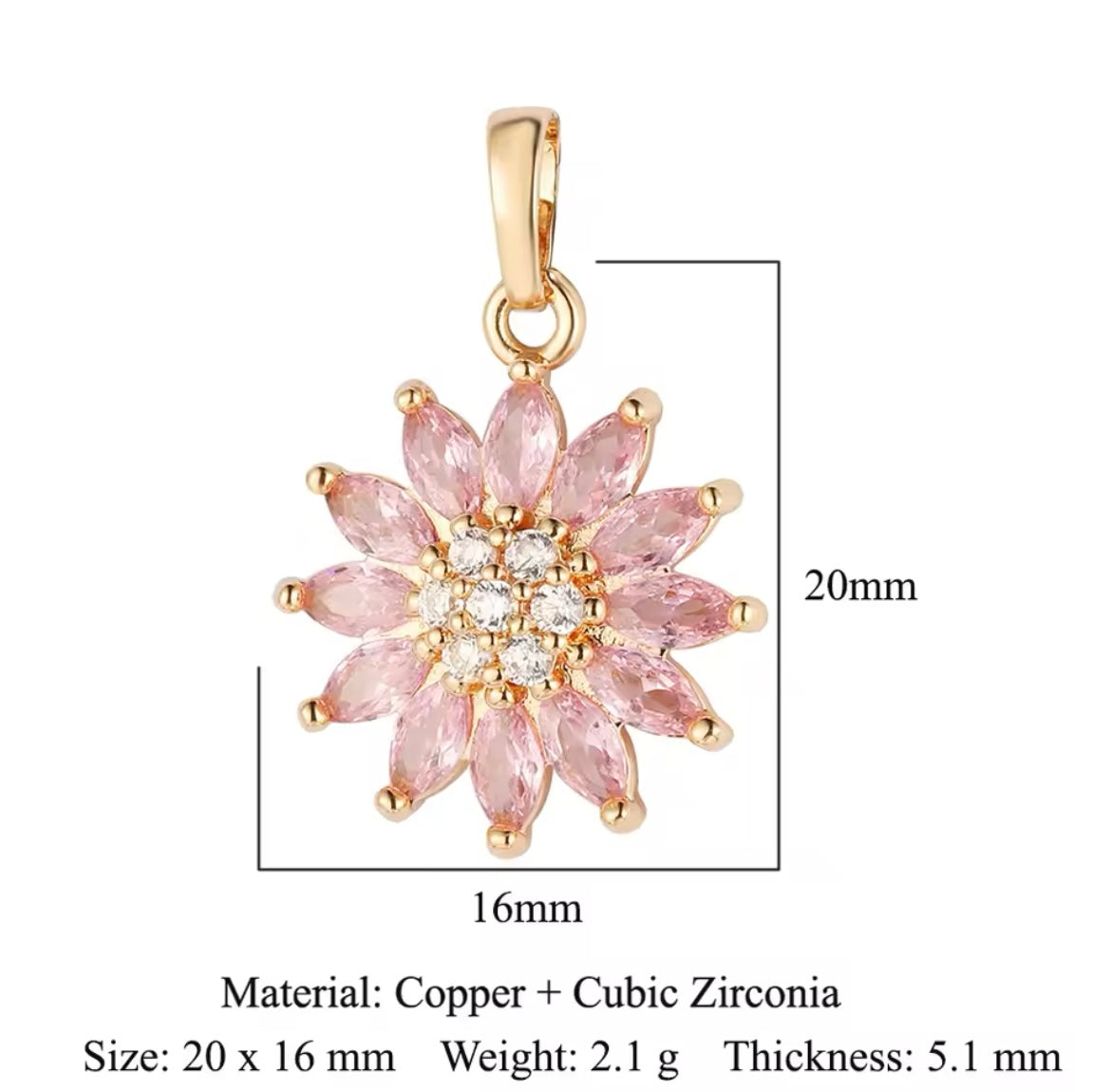 Charm bar - pink flower