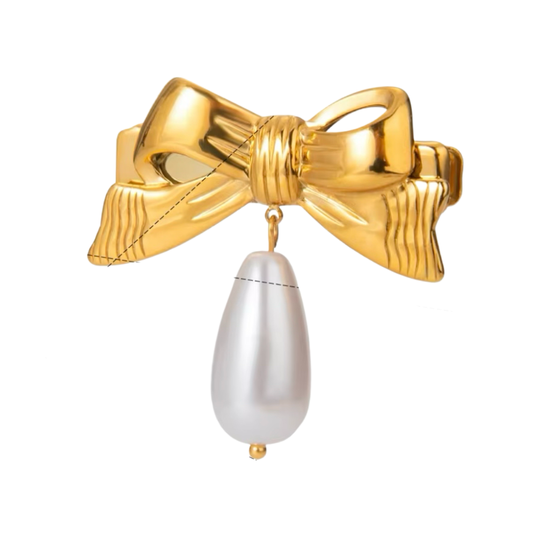 Bow and pearl hair clip