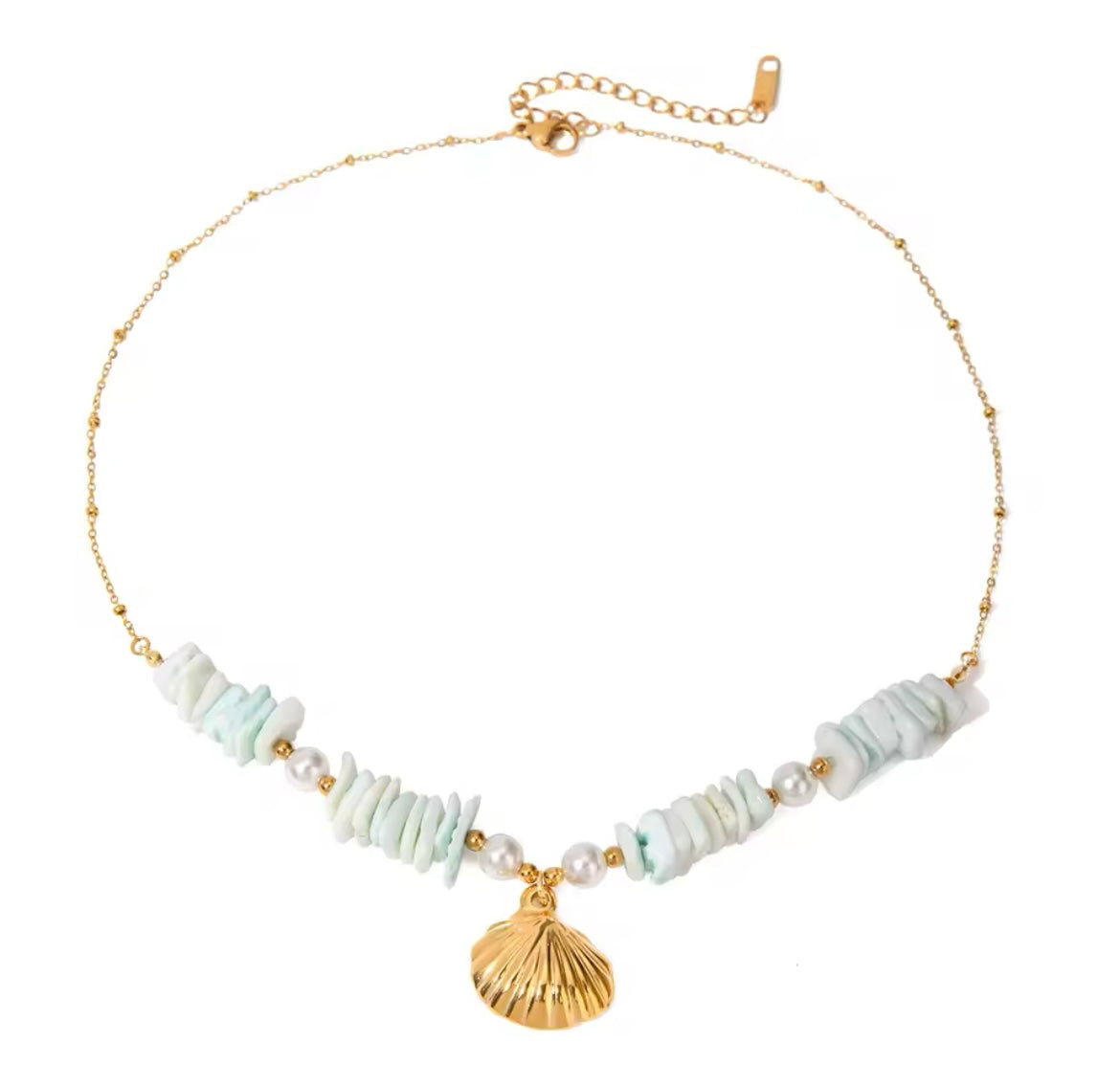 Blue coral shell necklace