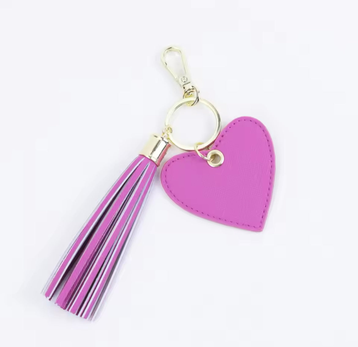 Llavero de corazon personalizado con tassel (rosado)
