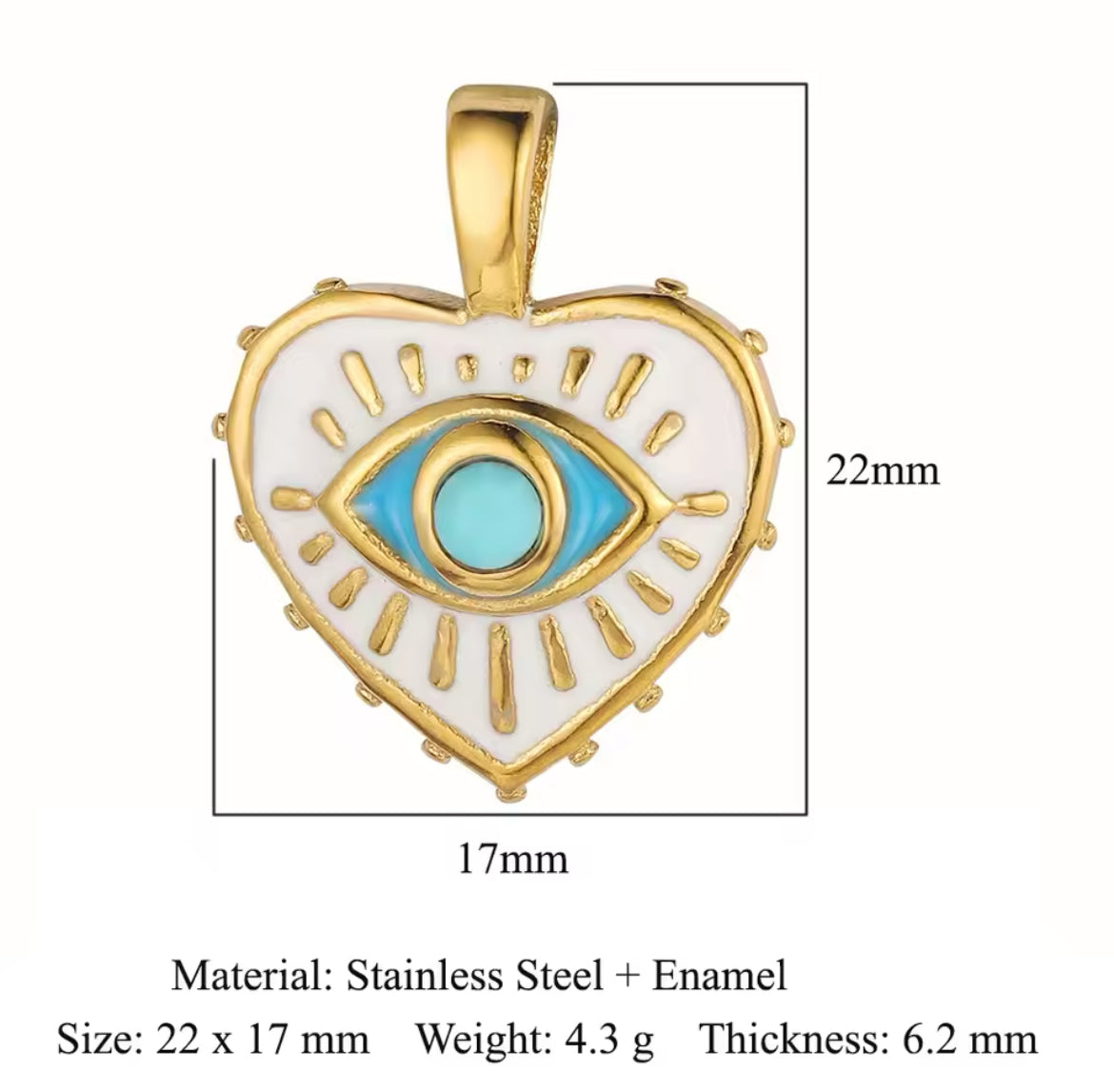 Charm bar - white heart eye 💧