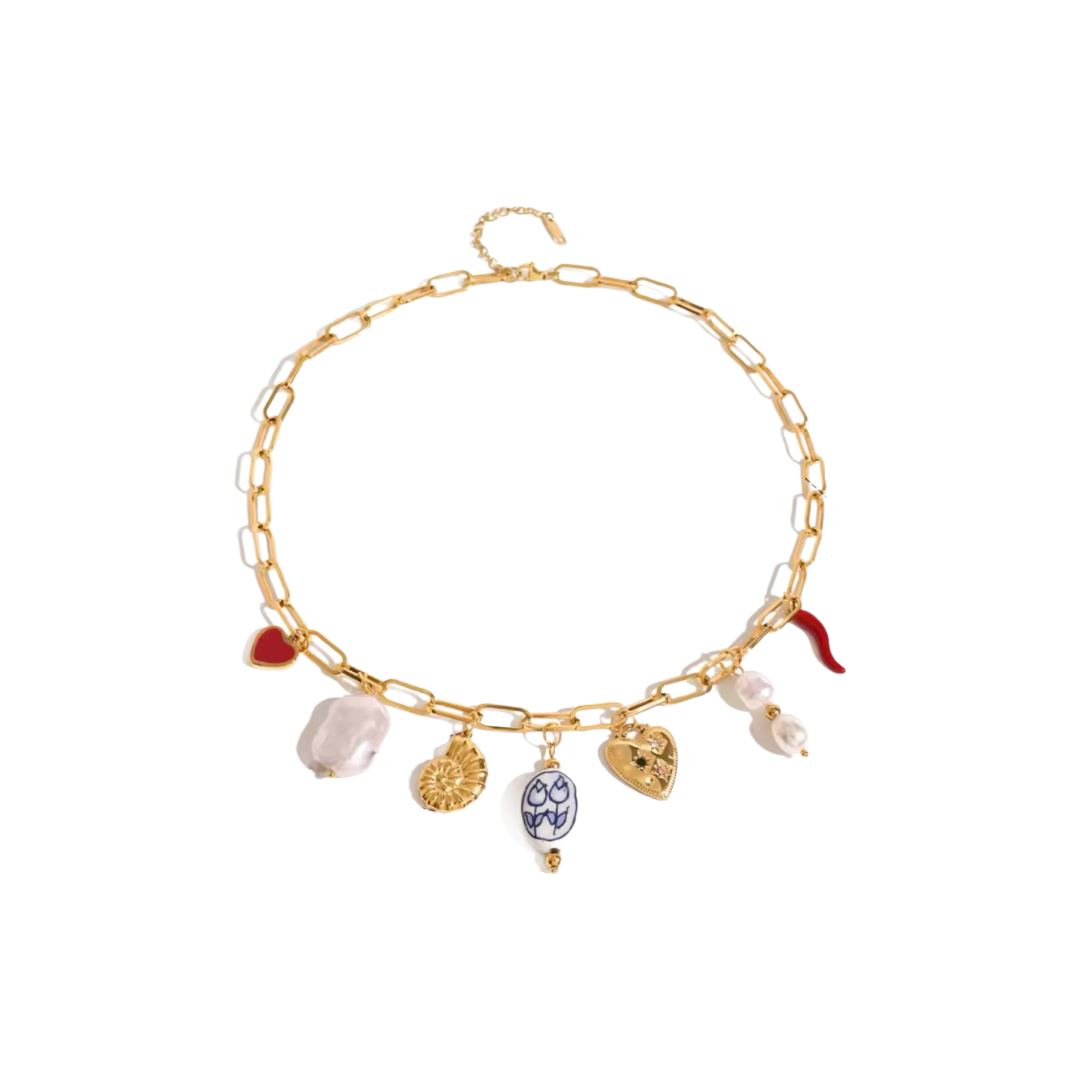 Santorini mix charms necklace