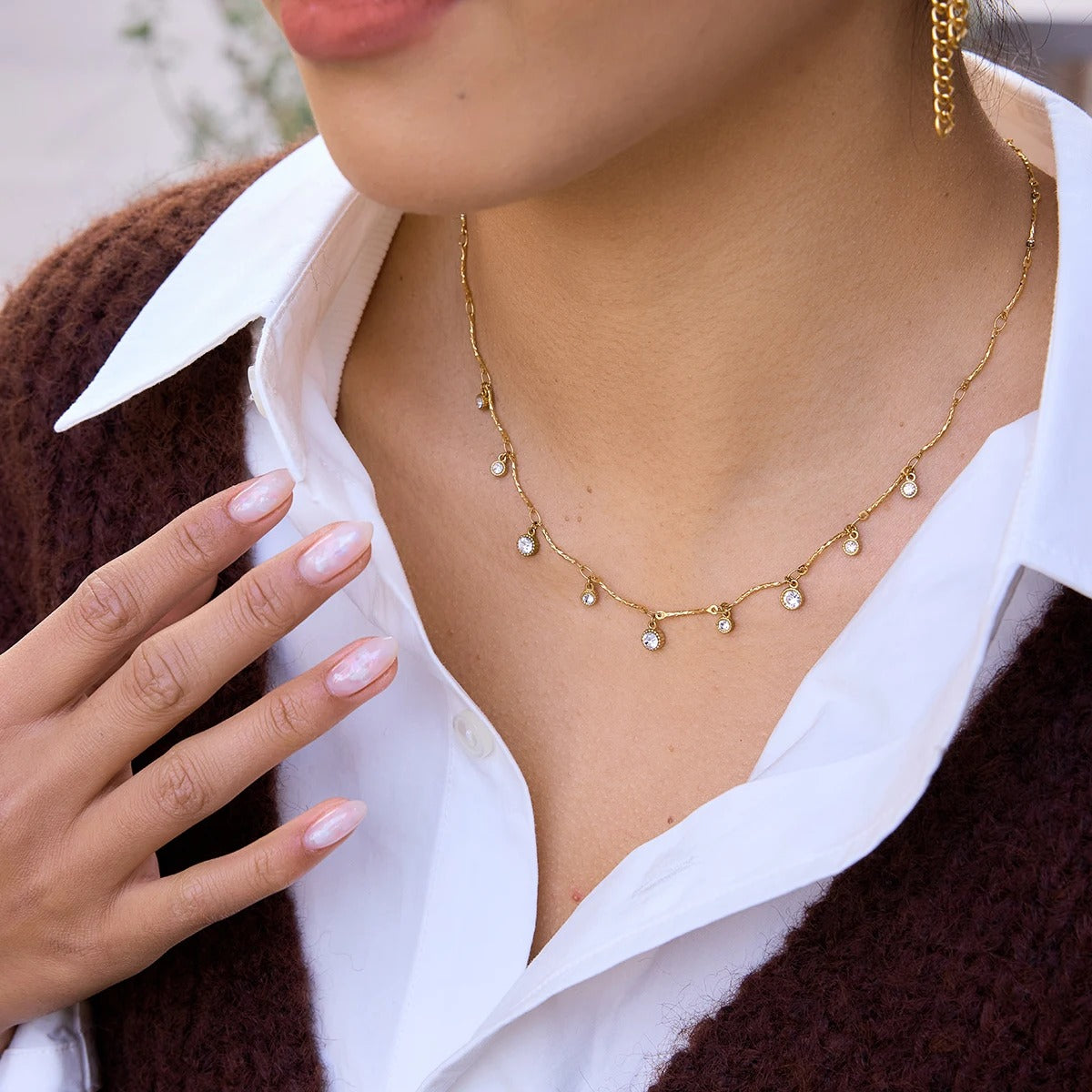Zircon shower necklace