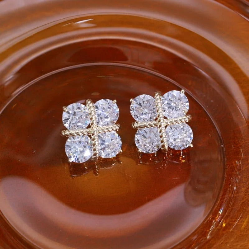 Square shaped sparkling studs