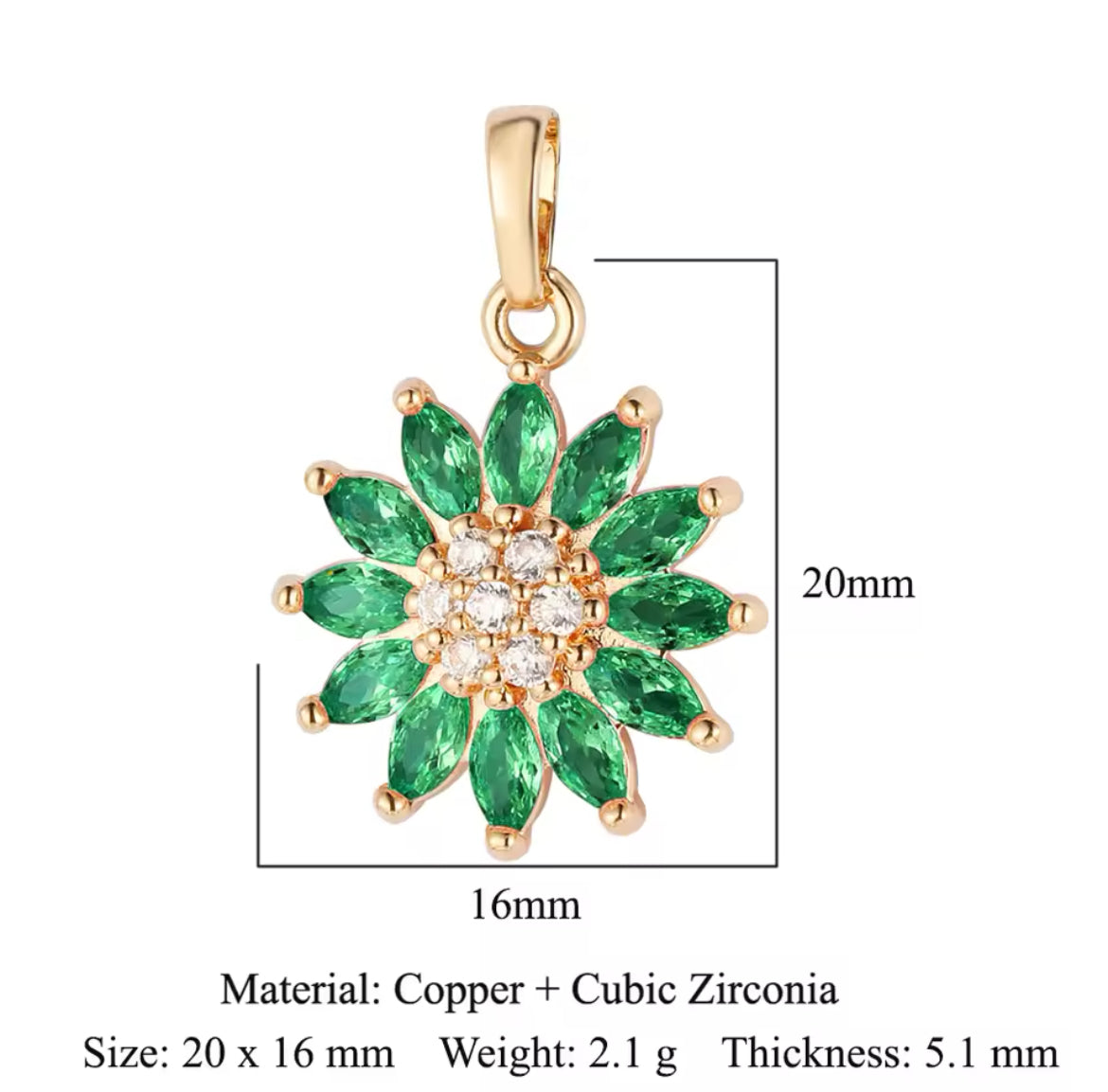 Charm bar - green flower
