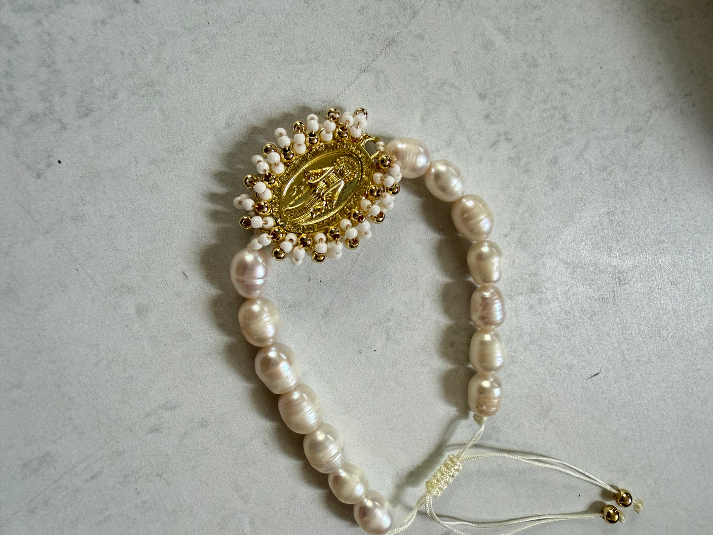 Religious Freshwater Pearl Bracelet