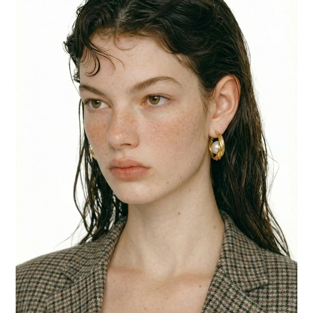 Pearl c shape hoops