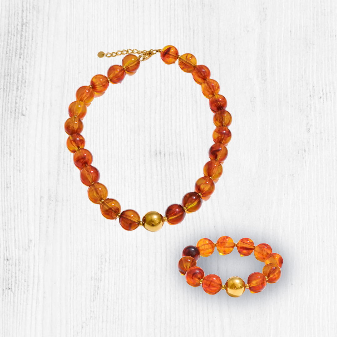 Circle resin beads set (amber)