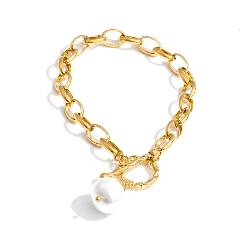 Barroque pearl necklace and bracelet set