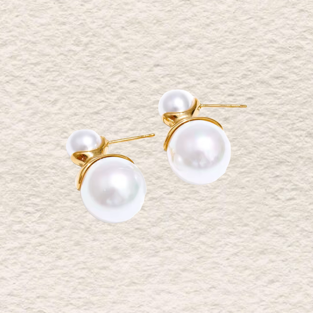Double pearls studs