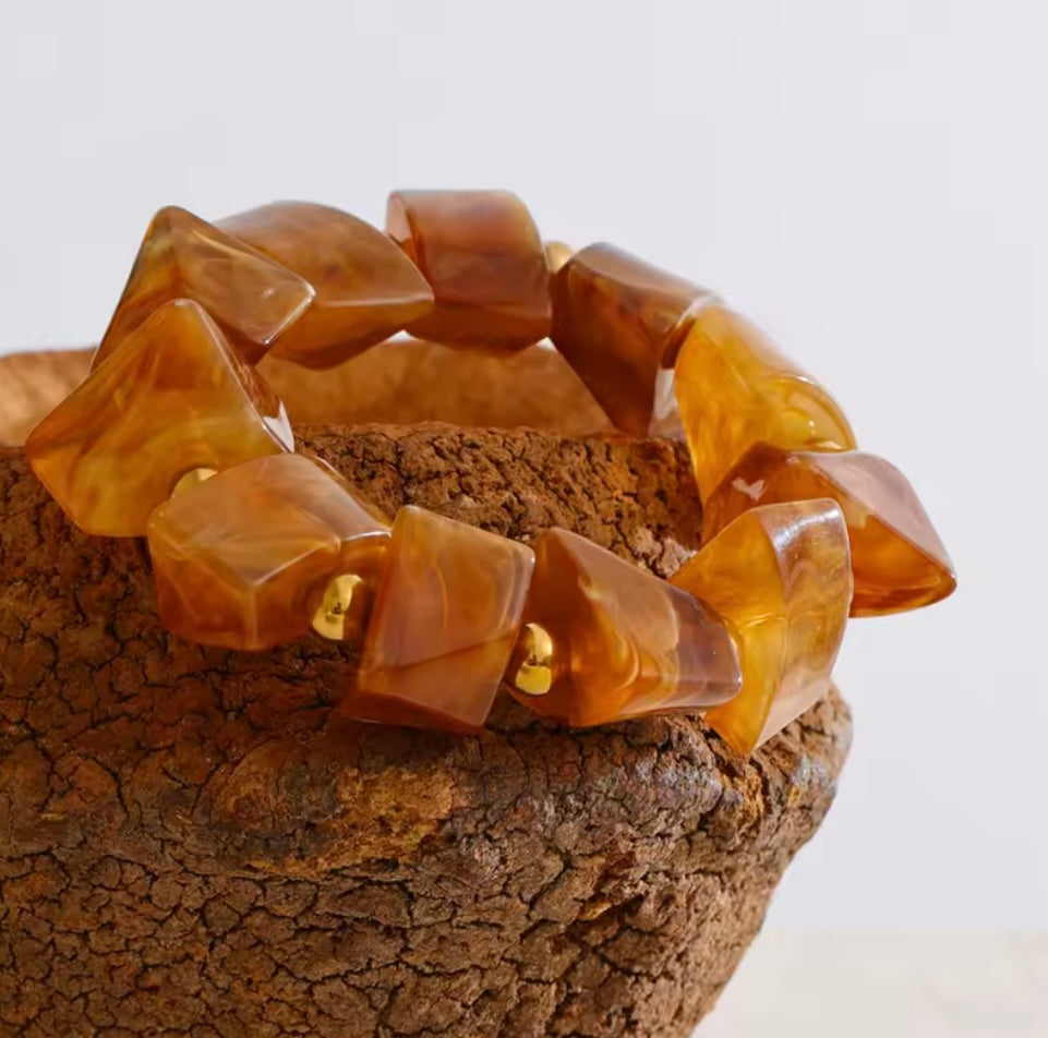 Resin irregular stones elastic bracelet