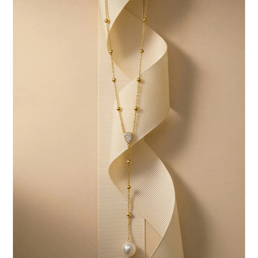 Zirconia and pearls lariat