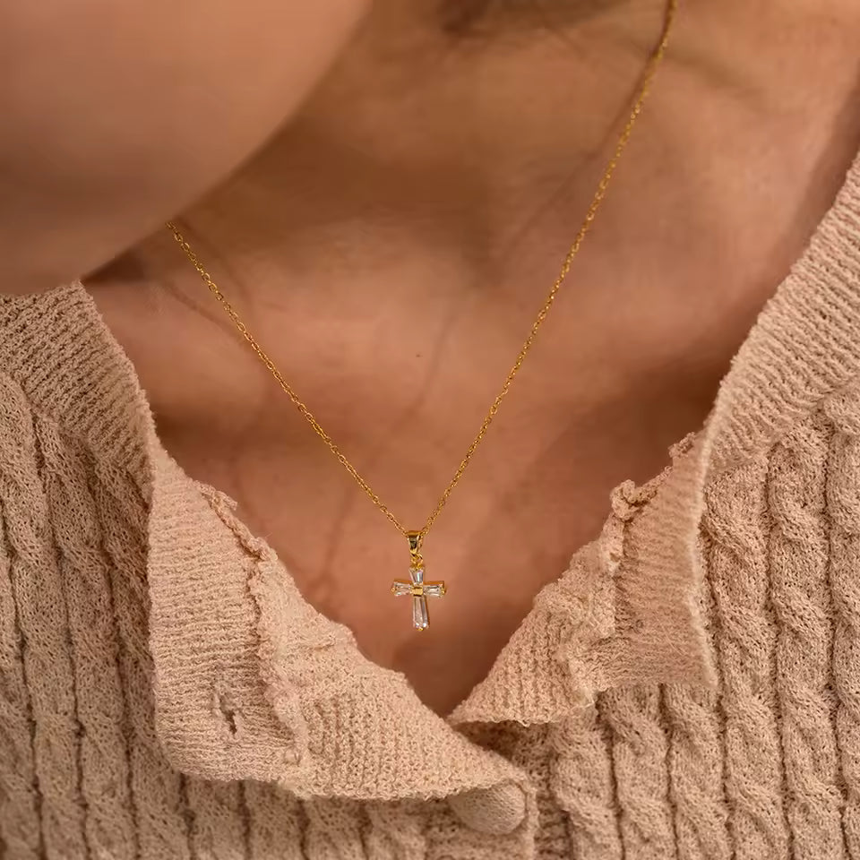 Crystal cross necklace