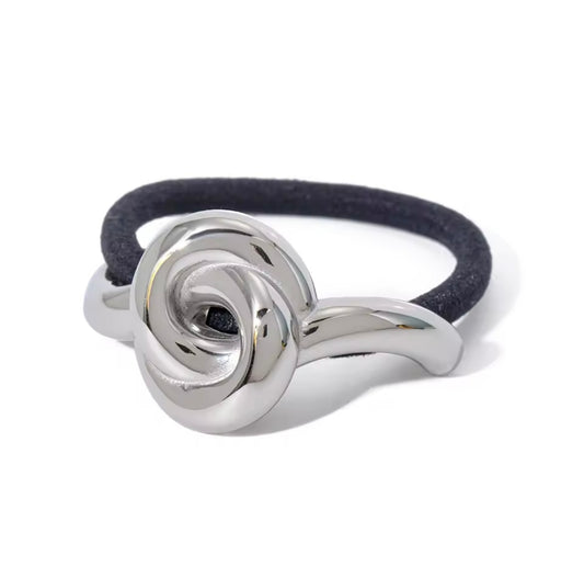 Knot pony cuff small plateado
