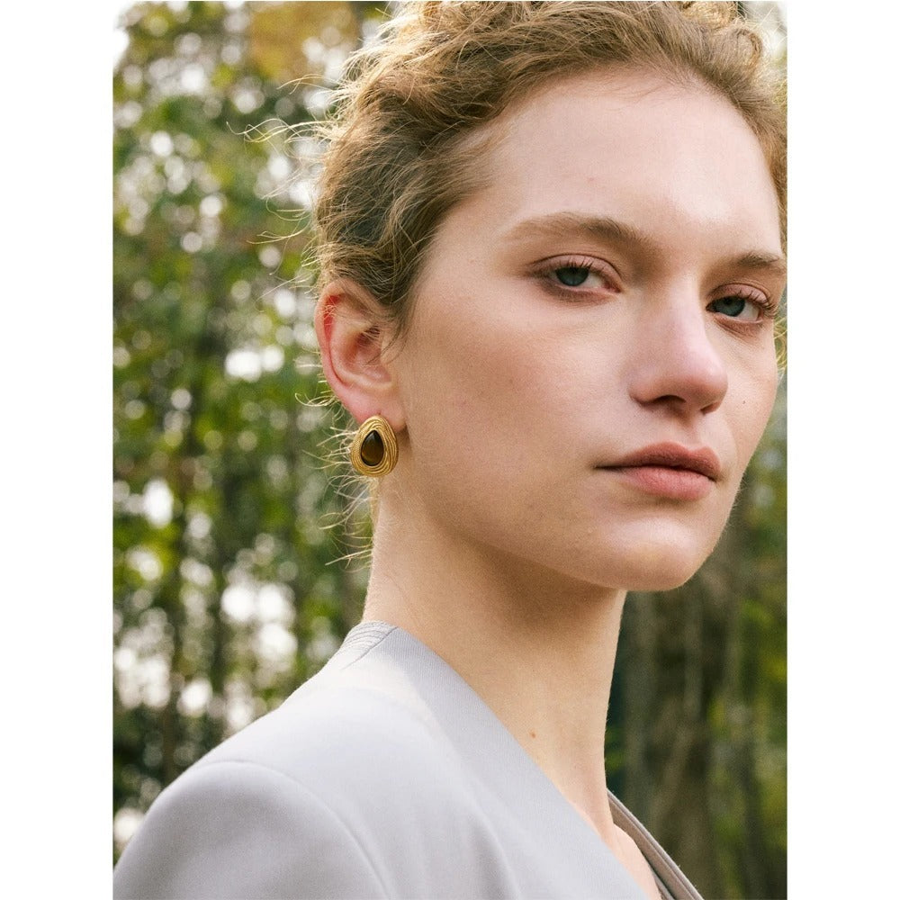 Natural stone drop earrings