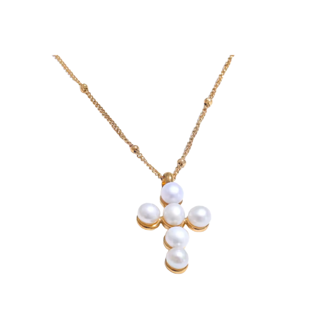 Pearls cross necklace