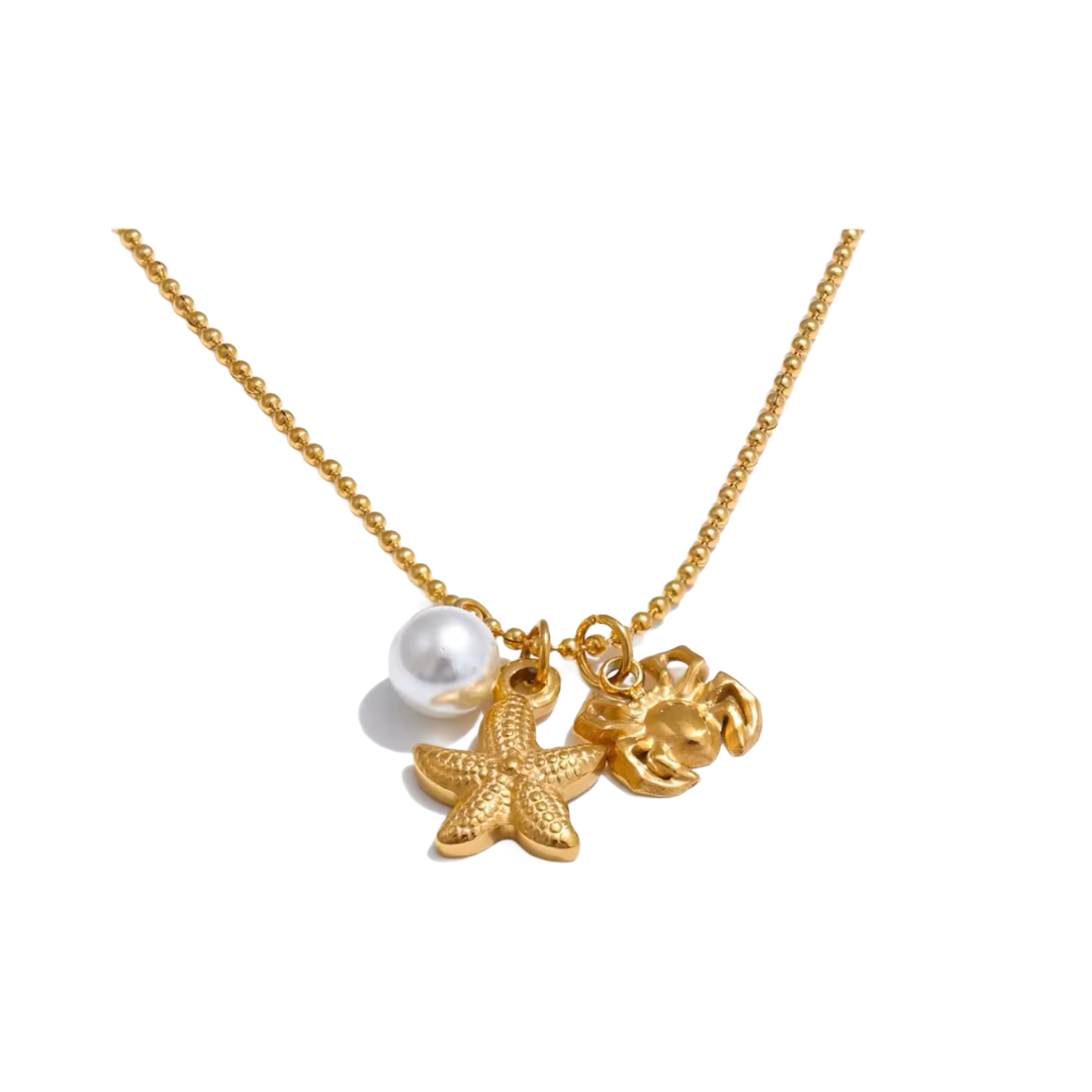 Crab and starfish necklace
