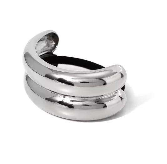 Classy double pony cuff large plateado