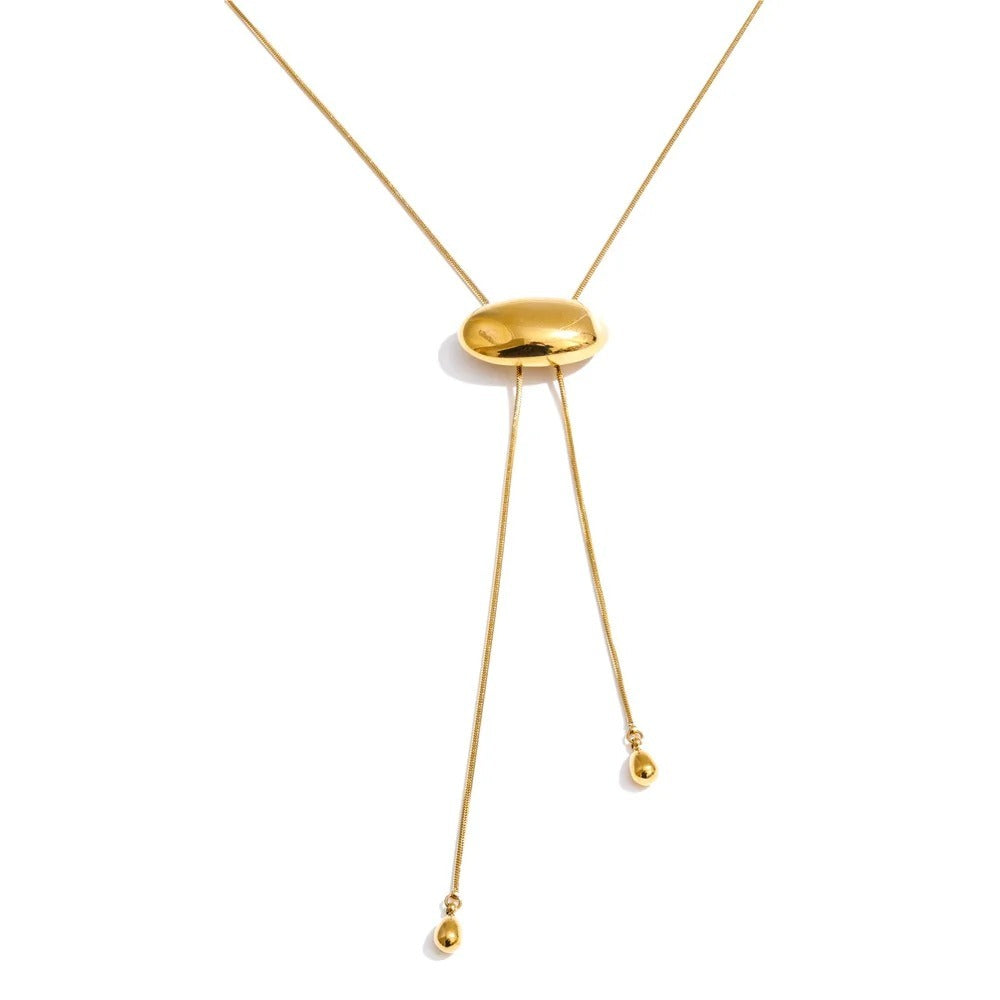 Oval pendant adjustable necklace lariat