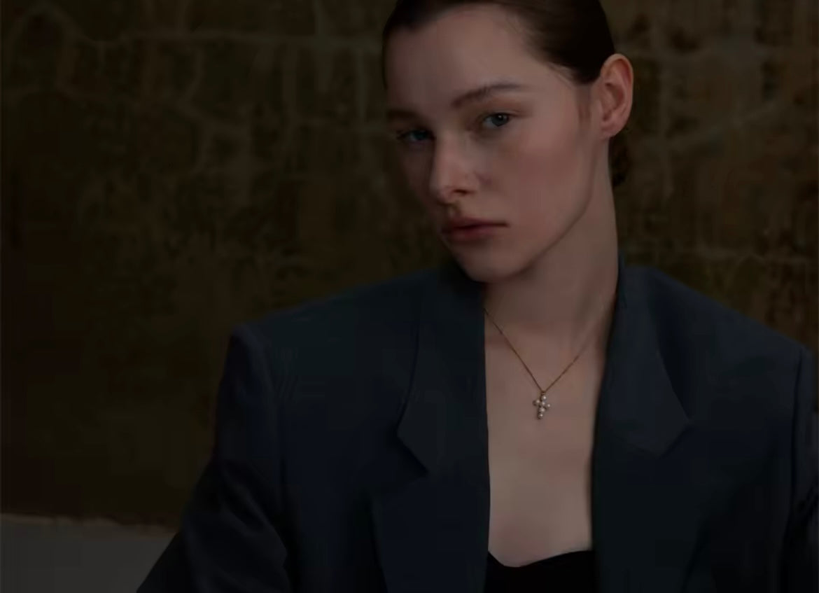 Pearls cross necklace