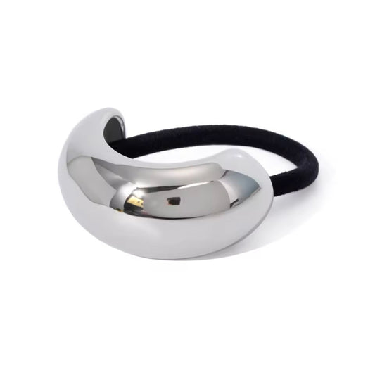 Bold pony cuff mediano (plateado)