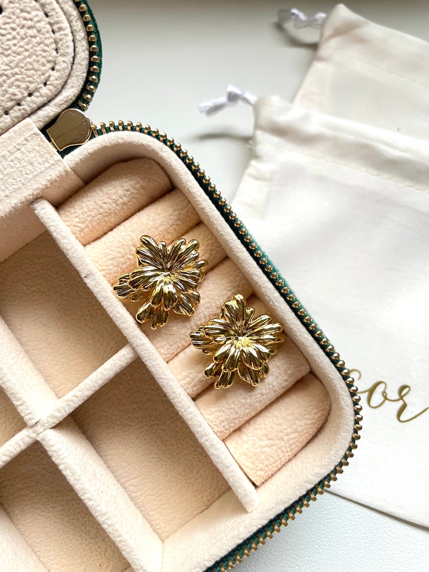 Double flower earrings