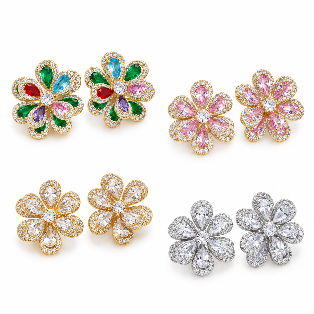 Flower sparkly studs
