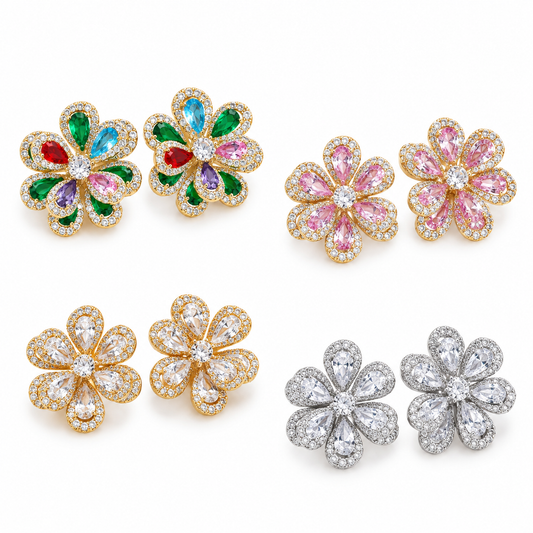 Flower sparkly studs