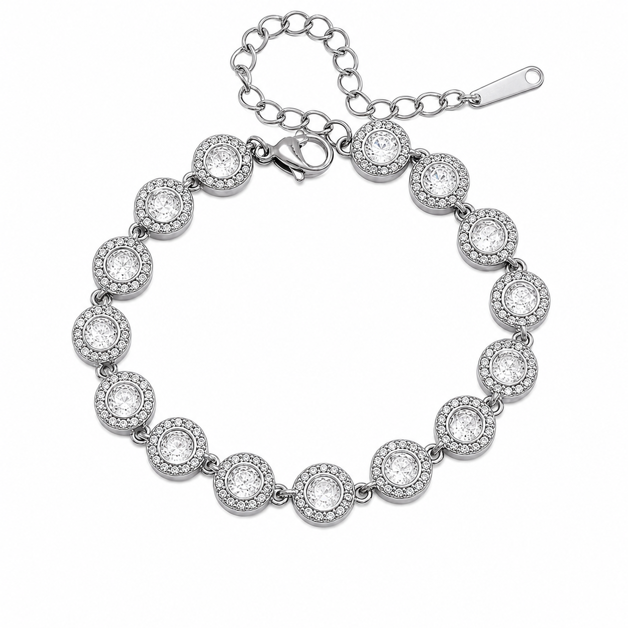 Round zircons bracelet (plateado)