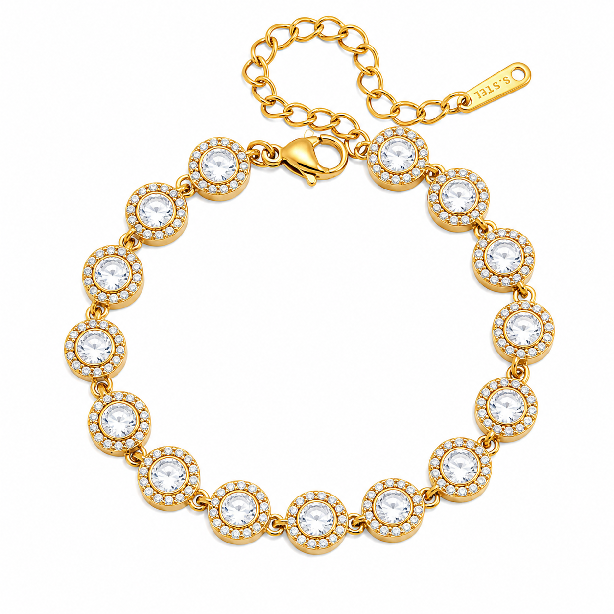 Round zircons bracelet (dorado)