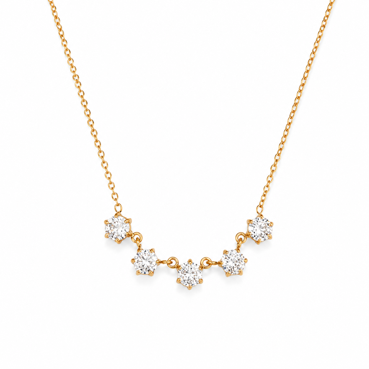 Delicate gold necklace with zircons