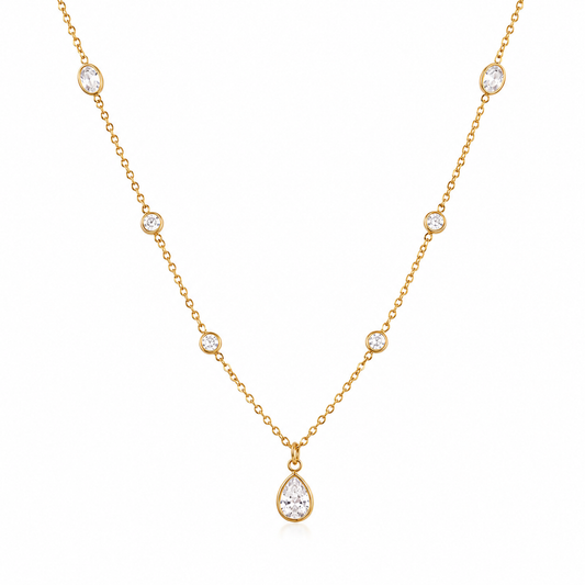 Gold necklace with zircons