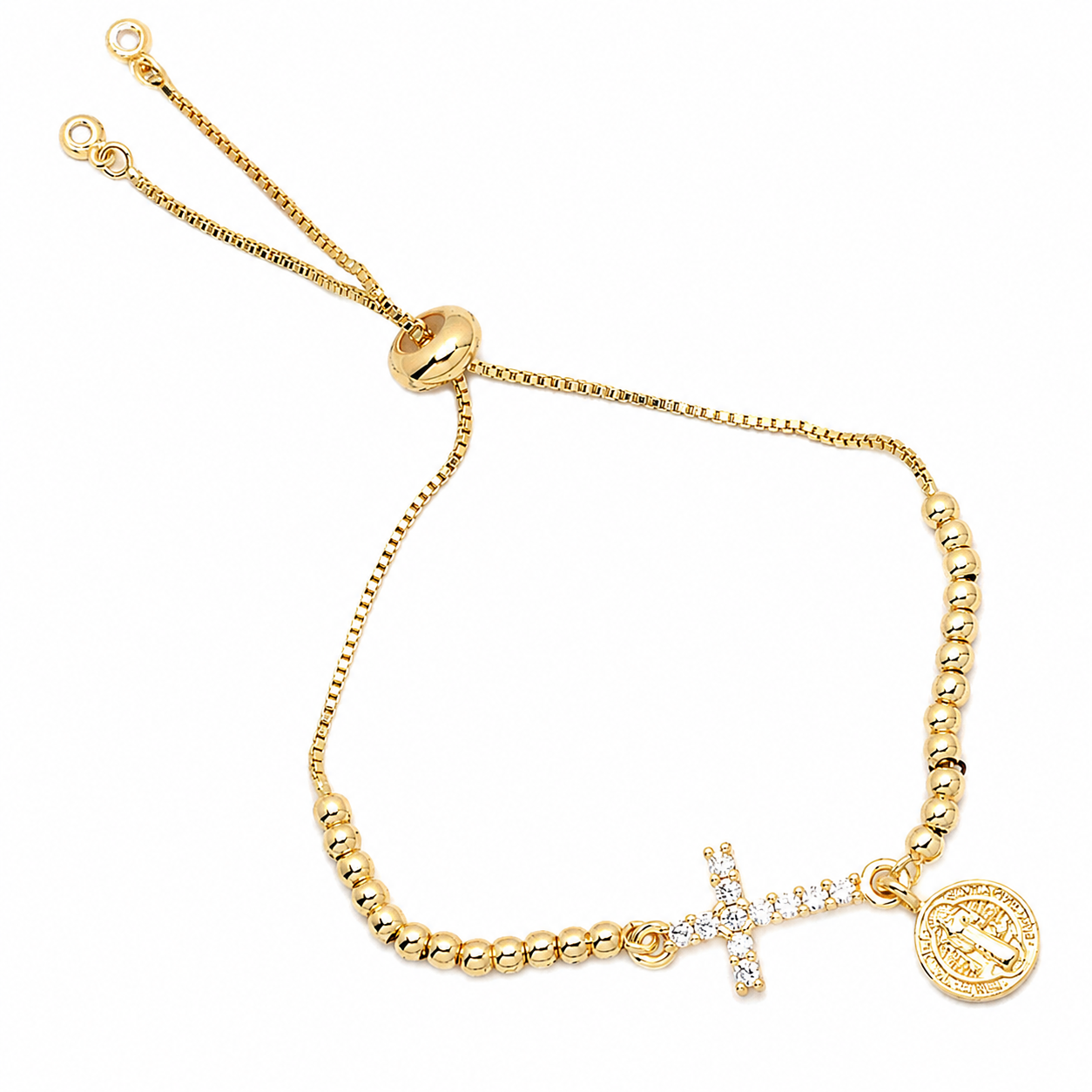San Benito and cross fine bracelet