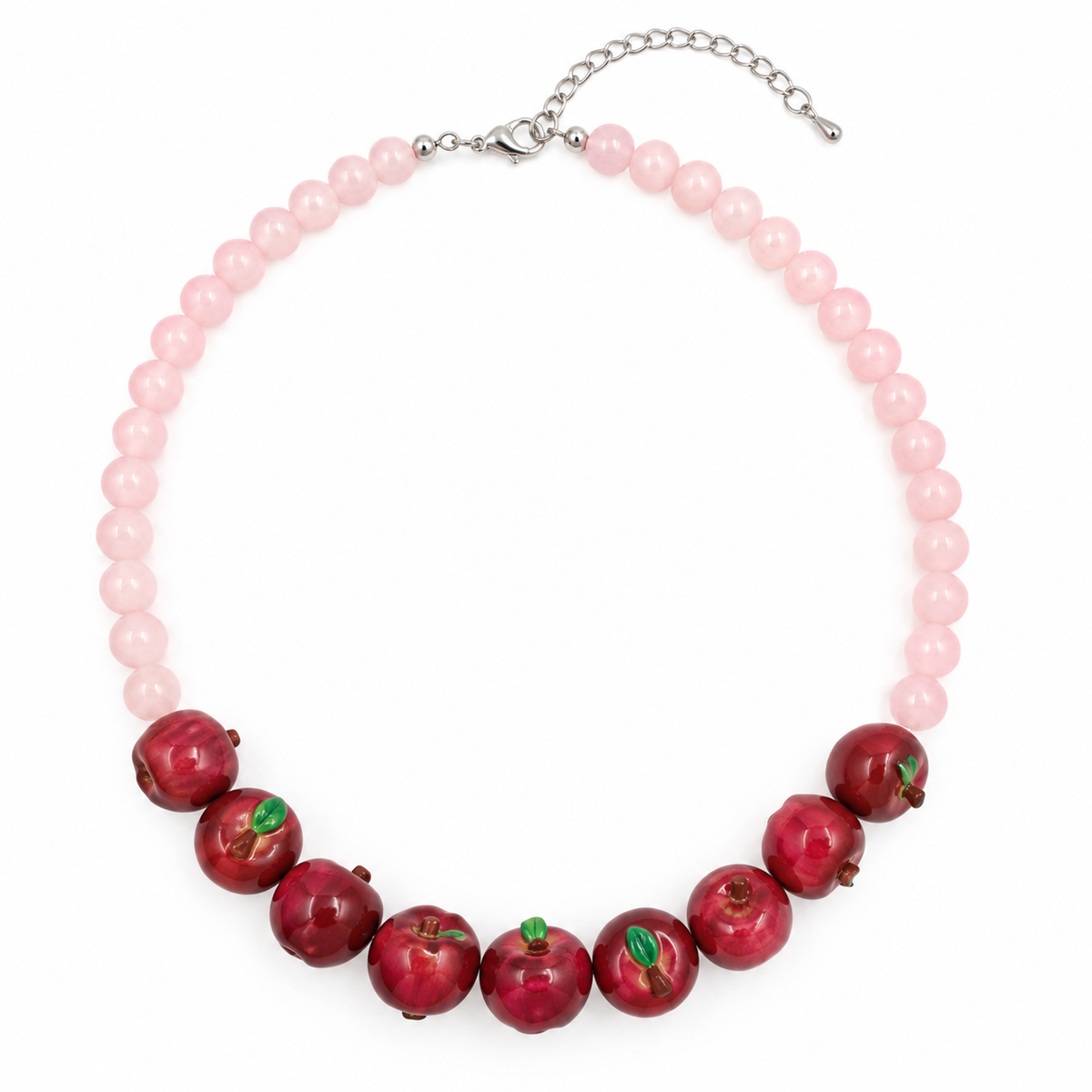 Pink beaded apple necklace