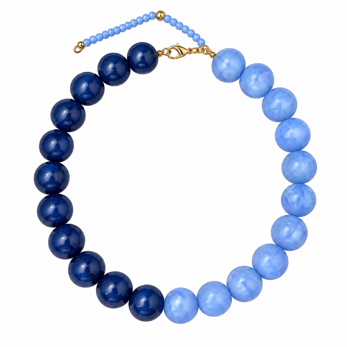 Round acrylic beads necklace (blue dual tone)