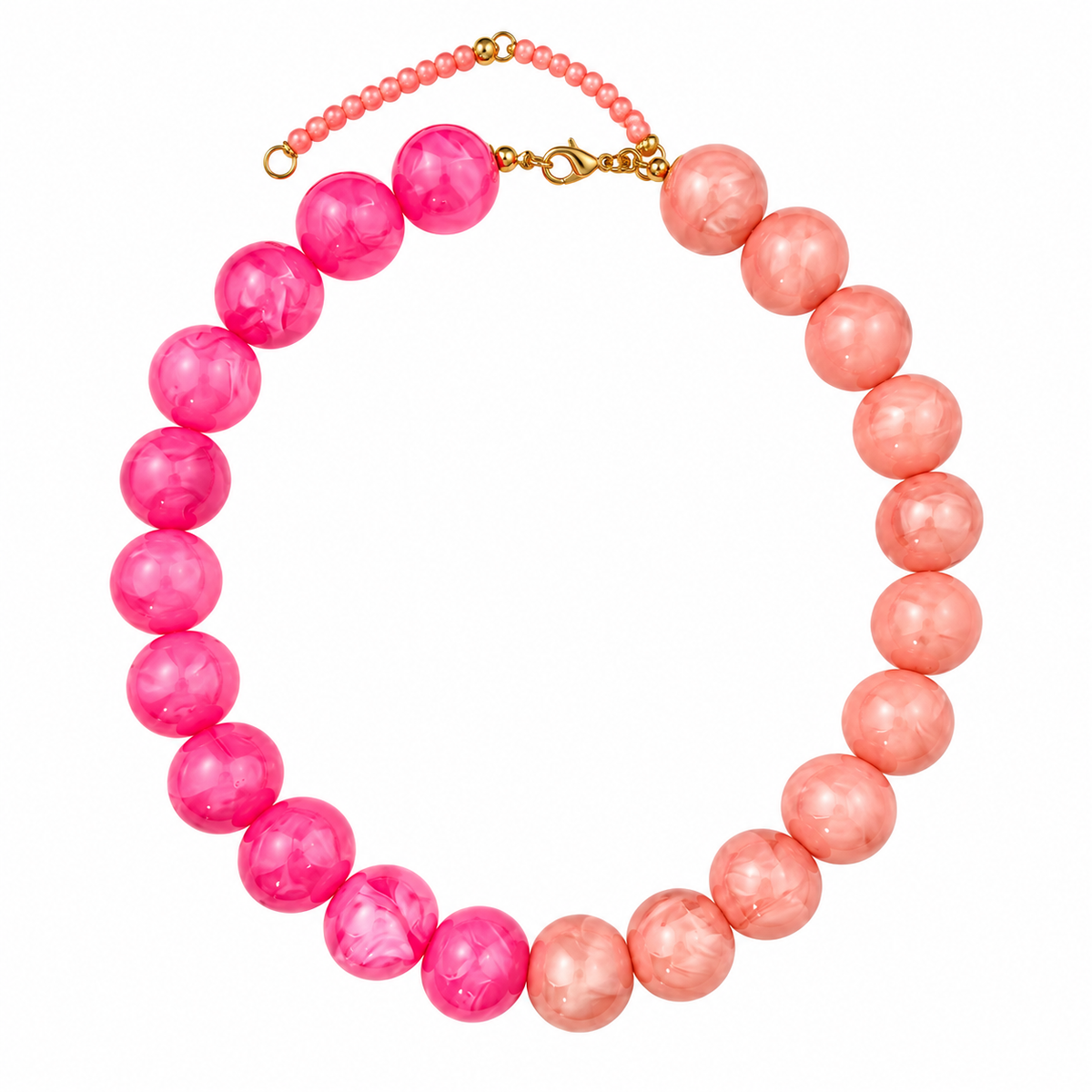 Round acrylic beads necklace (dual tone pink)