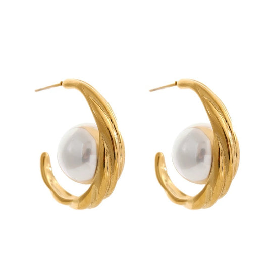 Pearl c shape hoops