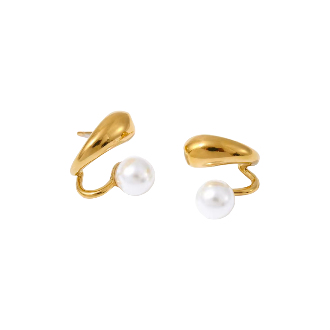 Mini double hoops with pearl