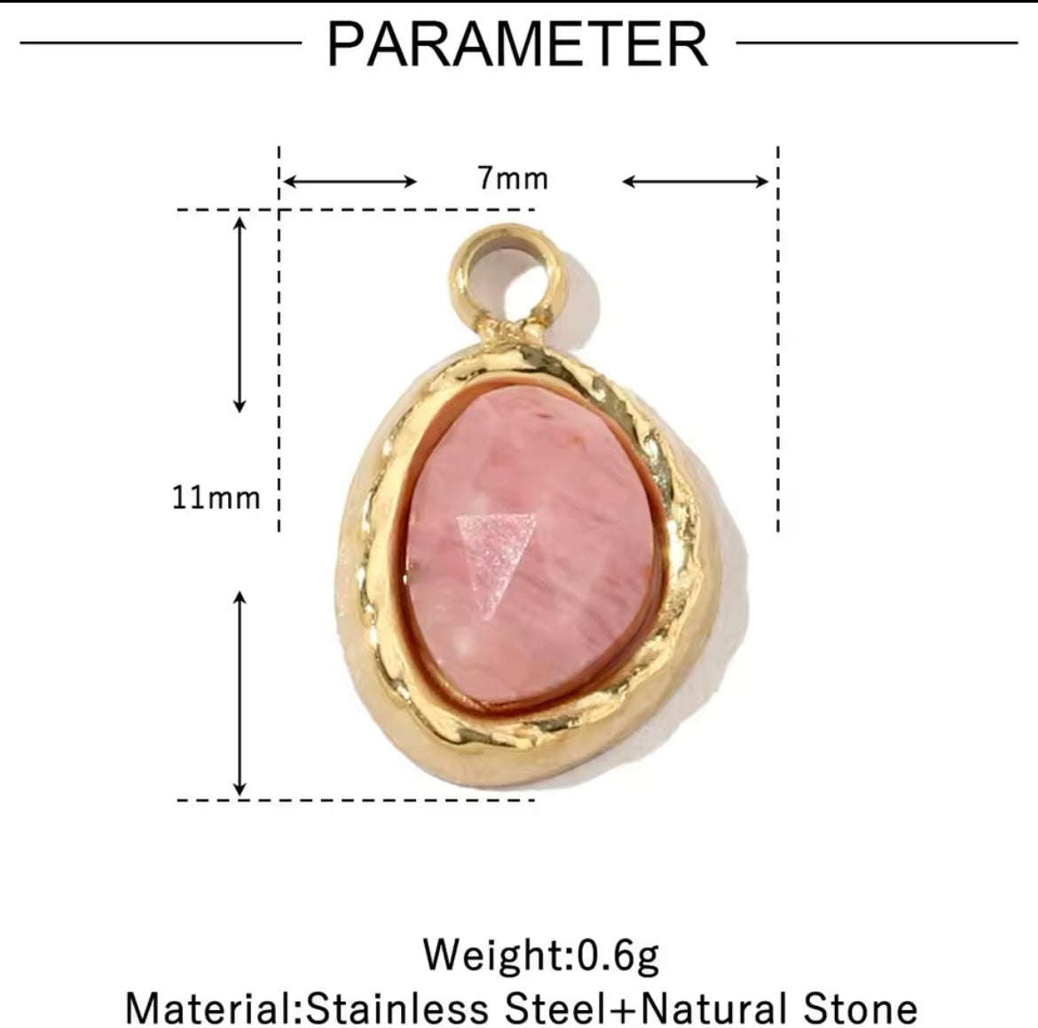 Charm bar - small pink gem💧